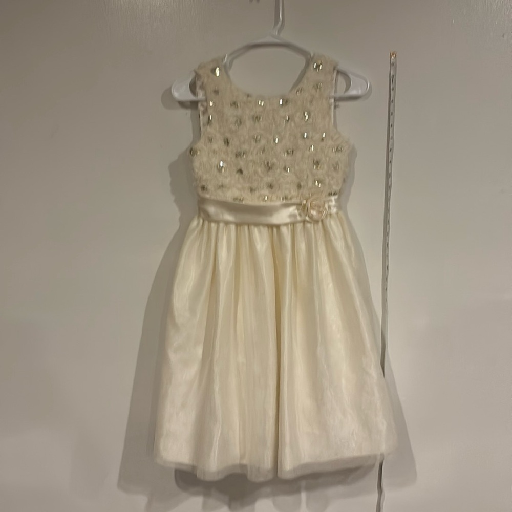 American Princess Beige Dress with Flowers Size 12